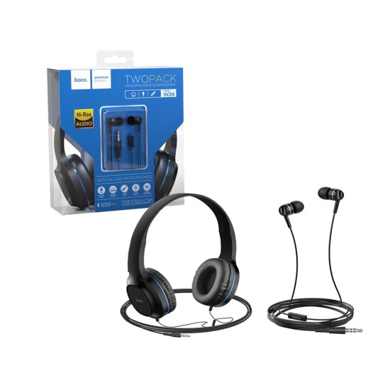 HOCO WIRED HEADPHONE W24 1.2M WITH ADDITIONAL 3.5MM EARPHONES BLUE HOCO WIRED HEADPHONE W24 1.2M WITH ADDITIONAL 3.5MM EARPHONES BLUE